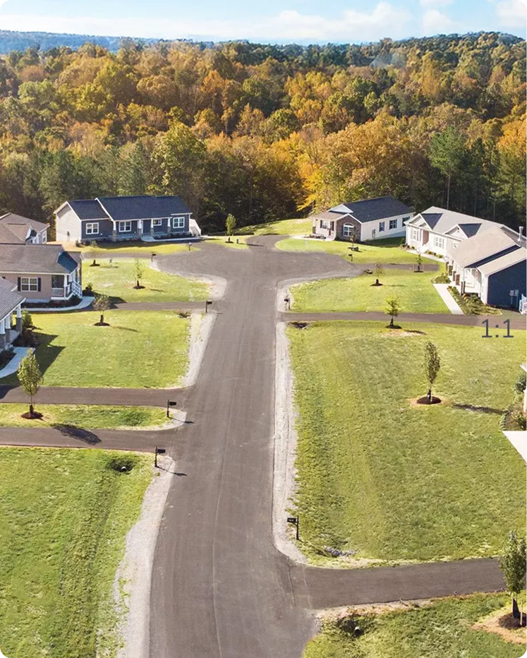 Overhead shot of neighborhood built by Clayton Development Group