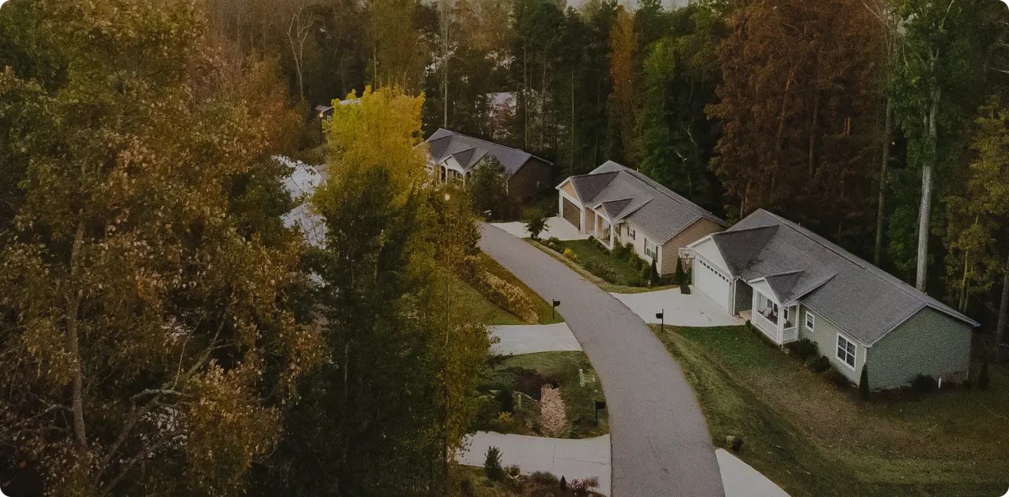 Overhead shot of homes built by Clayton.